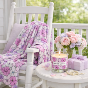 Lakeside Bloom | Throw Blanket | Violet Pink and Mint Florals | Soft Light Weight | Premium Luxe