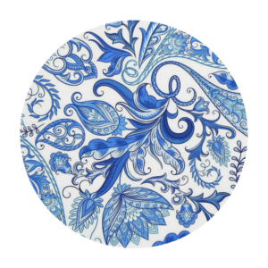 Masie Indigo | Round Non Slip Mouse Pad | Cobalt Blue on White Paisley | Premium Luxe