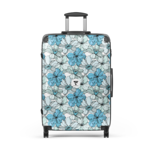 Coastal Bloom | Hard-shell Suitcase | Blue Mint Floral Collage | Premium Luxe