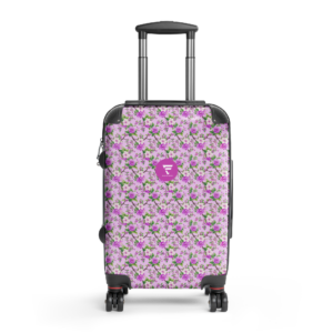 Secret Garden |Hard-shell suitcase | Pink Peonie Florals on Blue Fog | Premium Luxe