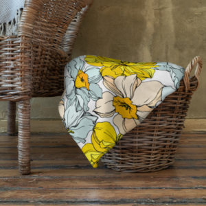 Sunlit Bloom | Throw Blanket | Sunny Yellow and Mint Blue Florals on White | 3 Sizes | Premium Luxe