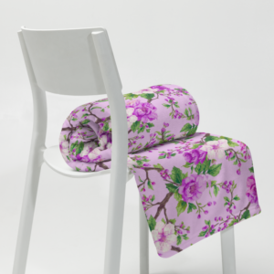 Secret Garden |Throw Blanket | Fuchsia Pink Peoney on Lilac Fog | Premium Luxe