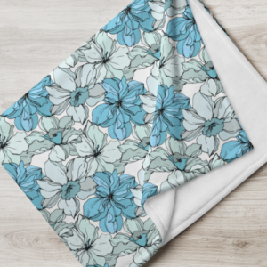 Coastal Bloom | Silk Touch Throw Blanket | Blue Mint Floral Collage | 3 Sizes | Premium Luxe