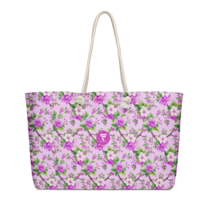 Secret Garden | Oversized Weekender Bag | Fuchsia Peonie Pink Florals on Lilac Fog | One Size | Premium Luxe