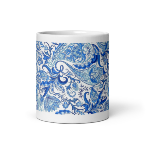 Maisie Indigo Paisley | White glossy mug | Cobalt Blue | Premium luxe