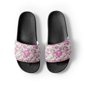 Cottage Chic | Women's Slide Sandles | Blush Pink Petals on White | Size 5.5 - 11.5 | Premium Luxe |