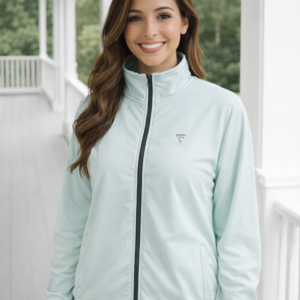 SheShi | High Collar Track Jacket | Cool Mint Green | Recycled Fabric | Premium Luxe