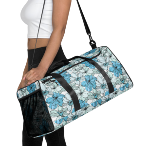 Coastal Bloom | Duffle bag | Bahama blue, mint green, black on white
