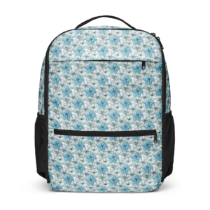 Coastal Bloom | Utility backpack | Bahama blue, mint green, back on white | Capacity 4 .4 gallons | Premium Luxe