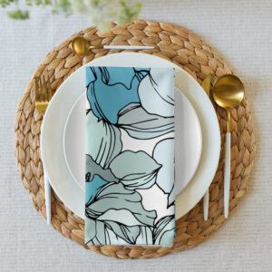 Coastsl Bloom | Cloth napkin set | Blue Florals | Premium Luxe