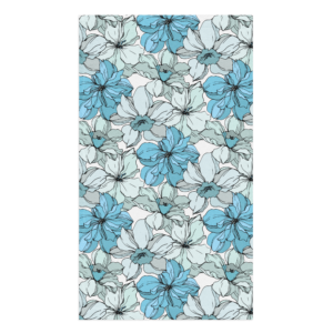 Coastal Bloom | Hand towel | Bahama Blue, Mint Green, Black on White | 16" x 28 | Premium Luxe